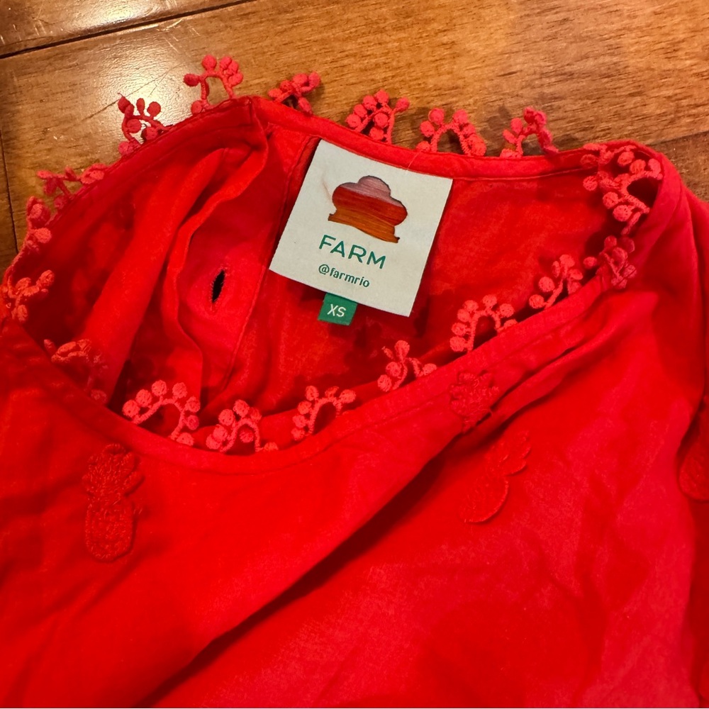 FARM Rio Vibrant Red Embroidered Blouse - Picture 3 of 4